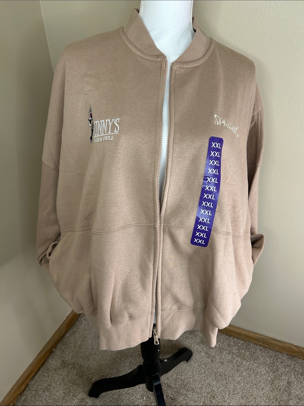 Light Taupe Zip-Up Sweatshirt Jacket by